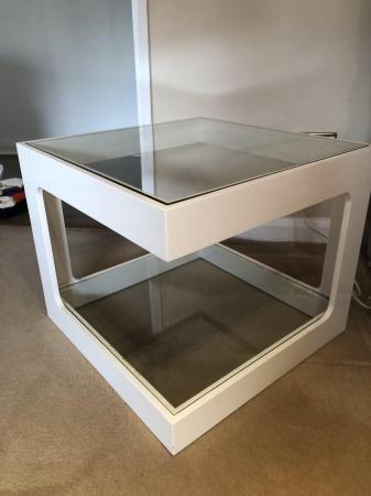 Image 2 of IKEA side tables white with glass top