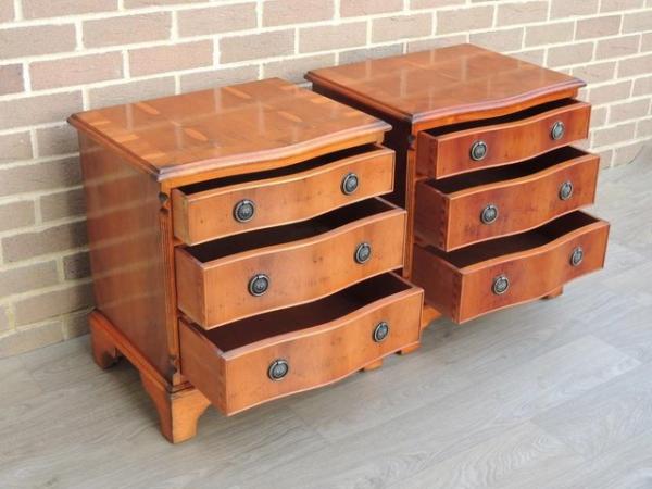 Image 6 of Pair of Burr Wood Bedside Chests (UK Delivery)