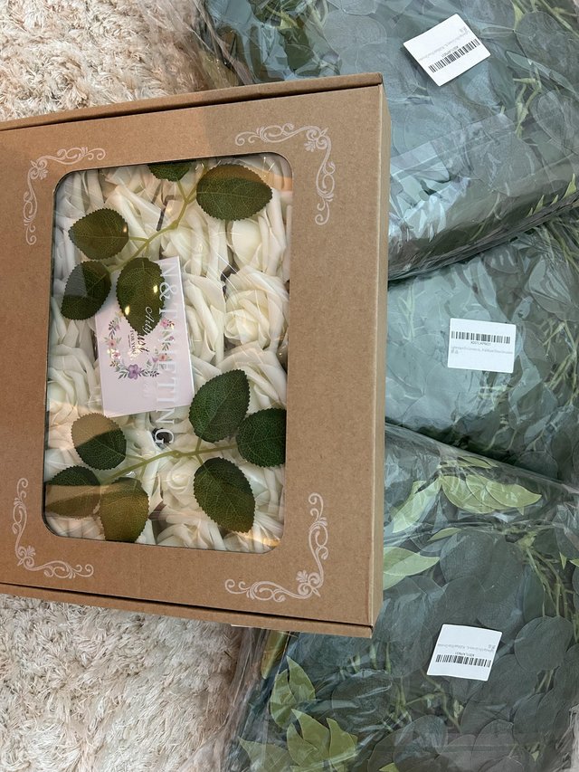 Preview of the first image of Artificial Garlands & Box of foam roses..
