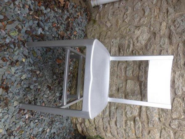Image 2 of 2x Brushed Aluminium Factory style Chairs
