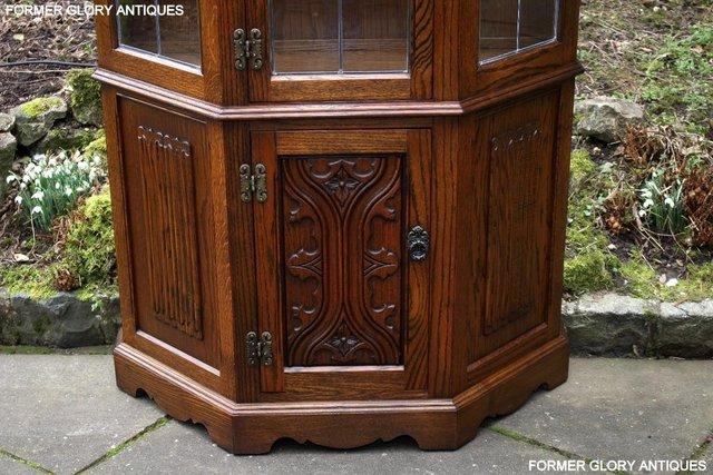 Image 64 of OLD CHARM LIGHT OAK CANTED CHINA DISPLAY CABINET STAND UNIT