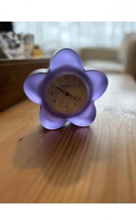 Image 2 of Purple bedside alarm clock.