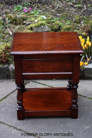 Image 28 of AN OLD CHARM TUDOR BROWN CARVED OAK BEDSIDE PHONE LAMP TABLE