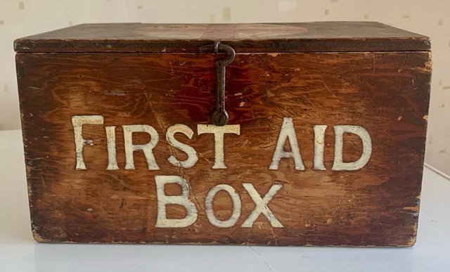 Image 2 of Old wooden First-Aid box.