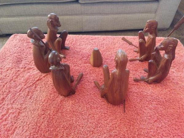 Image 2 of AFRICAN WOOD CARVINGS -- MASAI WARRIORS + LETTER OPENER