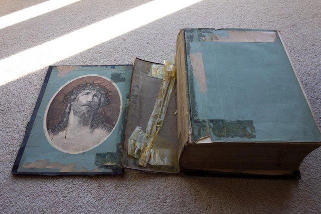 Preview of the first image of Antique 19th Century Family Holy Bible.