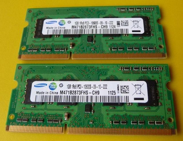 Preview of the first image of 2GB ( 2 x 1GB ) Samsung PC3 Laptop Memory 1333 Mhz.