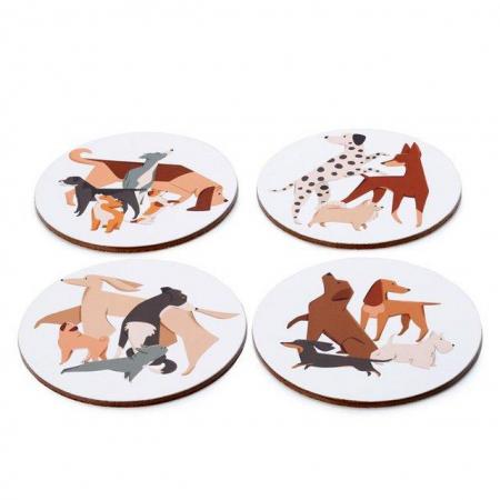 Image 3 of Set of 4 Cork Novelty Coasters - Barks Dog. Free uk Postage