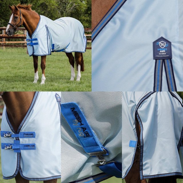 Preview of the first image of PREMIER EQUINE 6’0 MESH AIR FLY RUG WITH SURCINGLES.