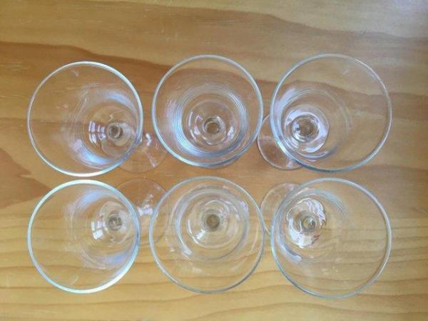 Image 2 of 6 vintage matching small stemmmed clear glasses.