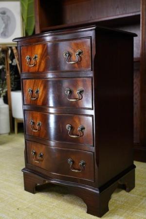 Image 4 of Georgian Style Mahogany Serpentine Drawers Bedside Cabinet