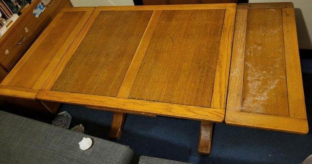 Preview of the first image of Antique Solid Oak 1.6m Extending Dining Table, circa 1930s.
