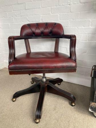 Image 3 of Oxblood Chesterfield office swivel desk chair. Can deliver.