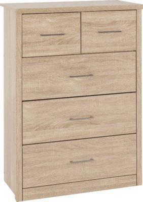 Preview of the first image of Lisbon 3&2 drawer chest in light oak veneer.