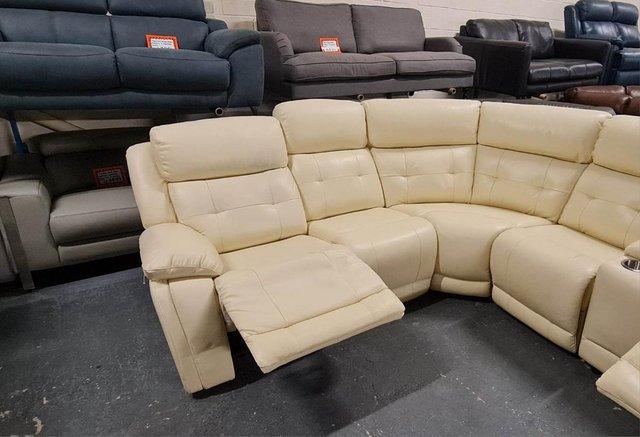 Image 3 of La-z-boy El Paso cream leather electric recliner corner sofa