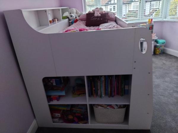 Image 2 of Single White Wooden Mid Sleeper Cabin Bed