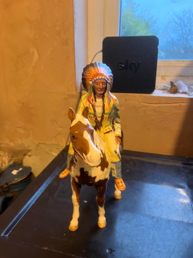 Preview of the first image of Beswick Native American on horseback figurine.