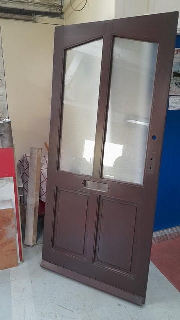 Preview of the first image of Solid mahogany door with frosted glass.