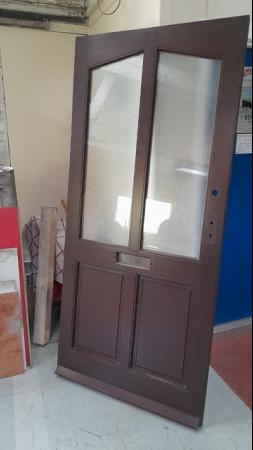 Image 1 of Solid mahogany door with frosted glass