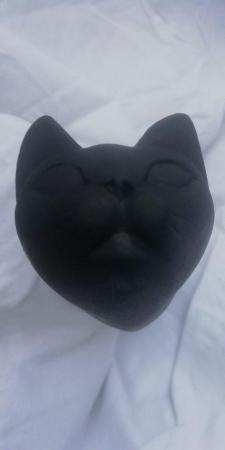 Image 2 of Black Matt Moon Gazing Cat 16cm tall BRAND NEW
