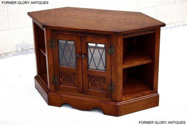 Image 99 of AN OLD CHARM LIGHT OAK CORNER TV DVD CD CABINET STAND TABLE