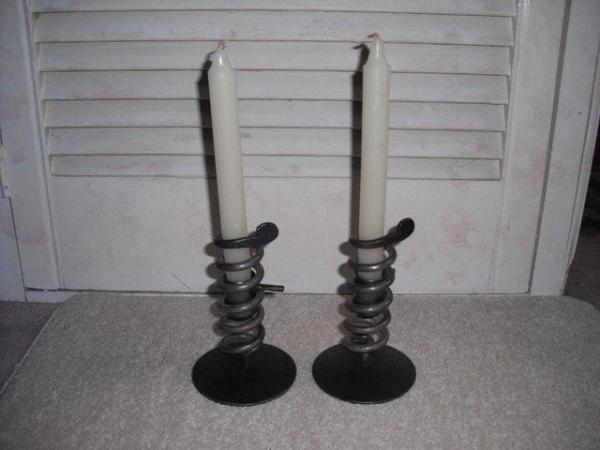 Image 2 of metal twisted spiral candlesticks