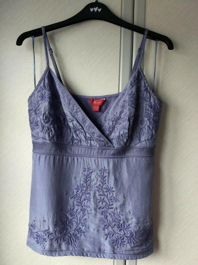 Preview of the first image of Women's Monsoon Silk Embroidered Summer Cami Top Purple 12.