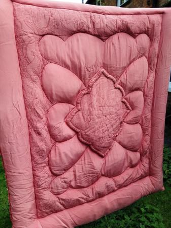 Image 1 of Vintage feather eiderdown in rose satin