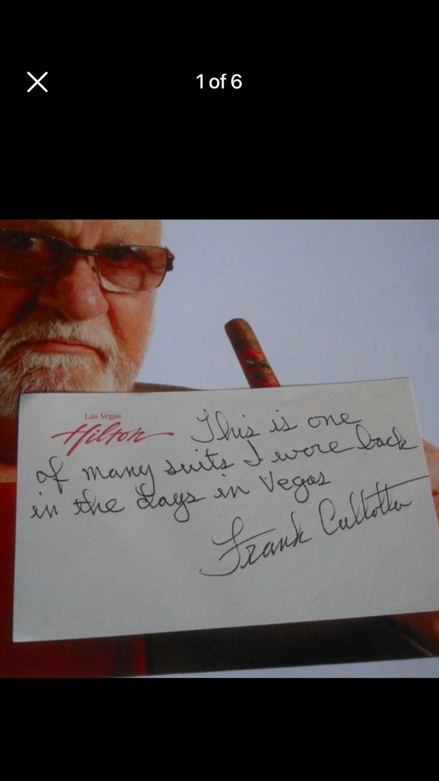 Preview of the first image of Frank Cullotta casino movie work suit signed autograph.
