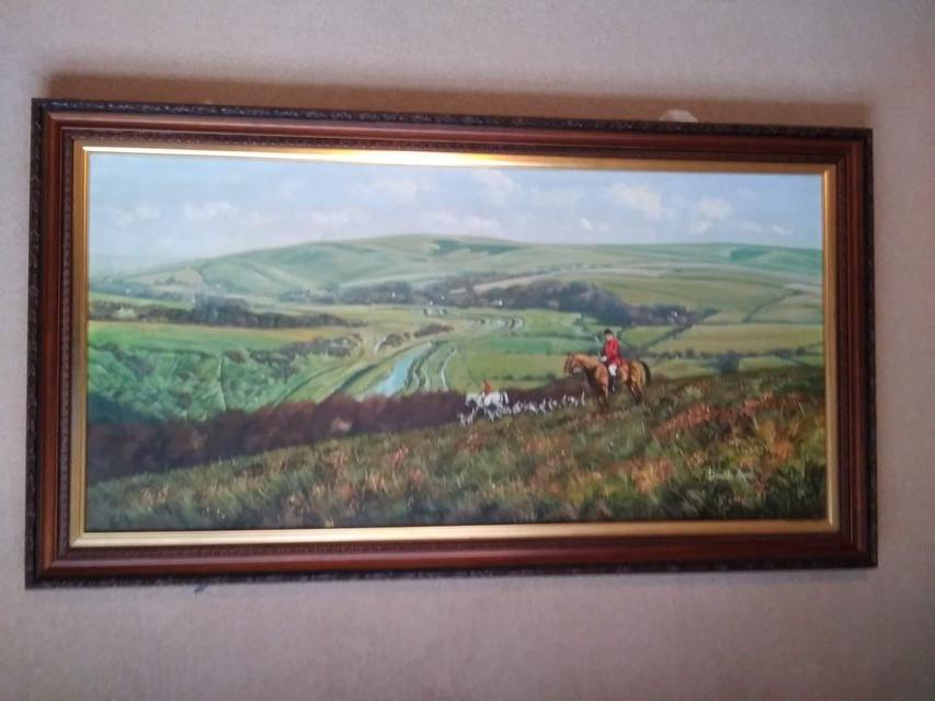 Preview of the first image of Hunting scene - Oil on canvas by Donald Ayres.