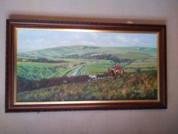 Image 1 of Hunting scene - Oil on canvas by Donald Ayres