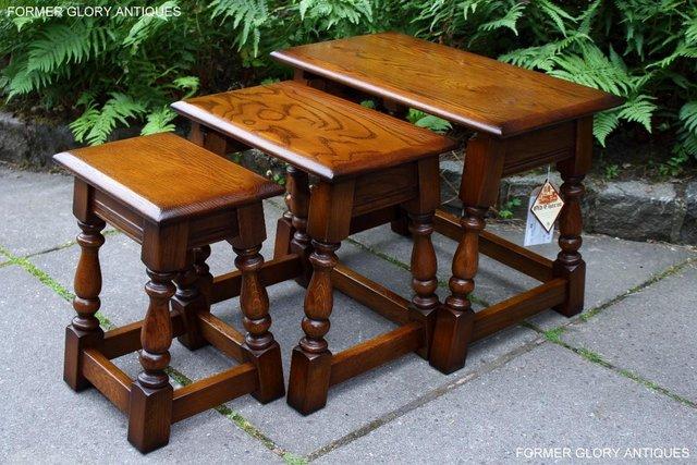 Image 15 of AN OLD CHARM LIGHT OAK NEST OF TABLES COFFEE TEA TABLE SET