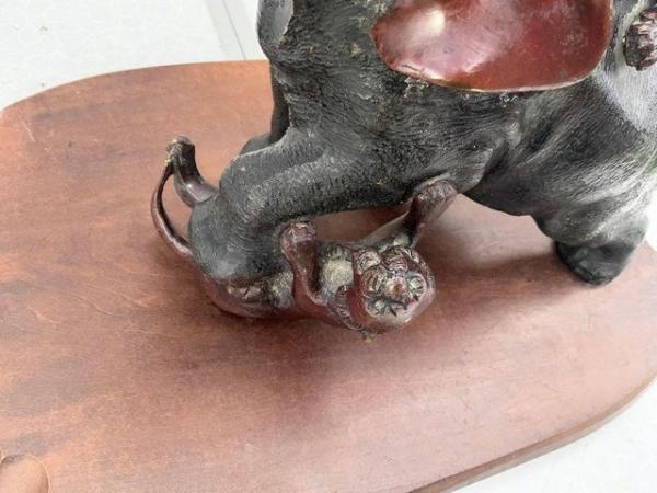 Image 6 of Antique Japanese Meiji Period Bronze Study Of An Elephant Fi