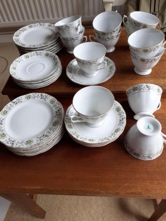 Image 2 of Tea set gold trim, tea cups, saucers, plates