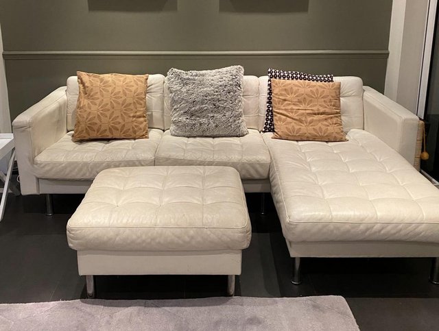 Preview of the first image of FREE IKEA sofa - white corner chaise sofa with footstool.