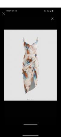 Image 1 of Cider watercolour ruched midi dress, with tags unworn 12-14