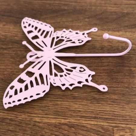 Image 2 of Pale pink metal butterfly door/wall coat/clothes hook.