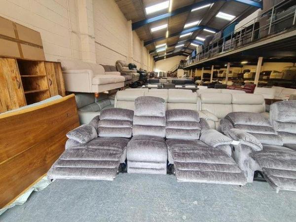 Image 11 of Farrington grey fabric manual recliner 2 x 3 seater sofas