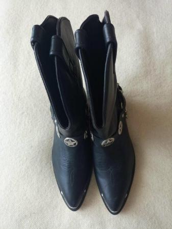 Image 3 of Black leather look western style boots