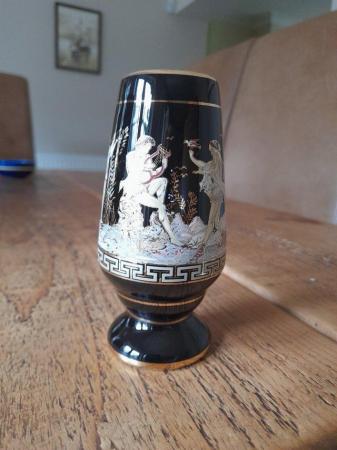 Image 1 of Black and 24k gold decorated Greek vase