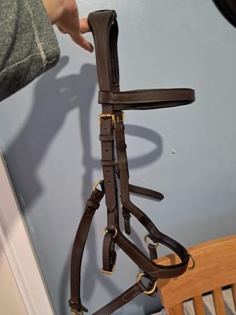 Image 2 of Micklem brown leather bridle with reins