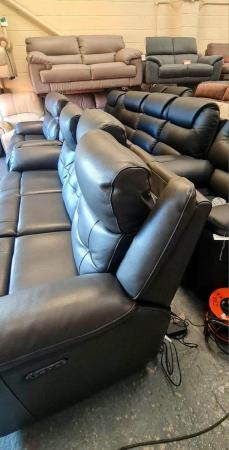 Image 7 of La-z-boy El Paso grey leather recliner 3+2 seater sofas