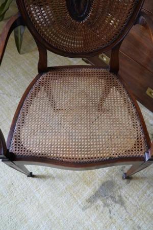Image 7 of Victorian Edwardian Walnut Rattan Occasional Chair