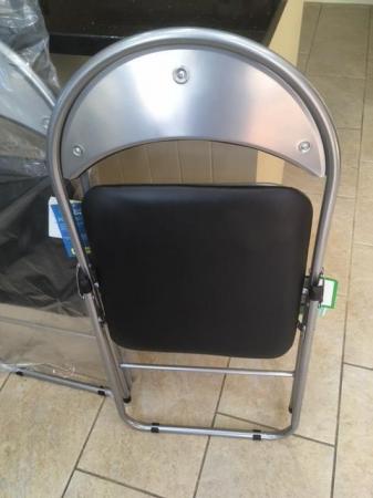 Image 3 of Two Folding Black PVC Padded Chairs (New)