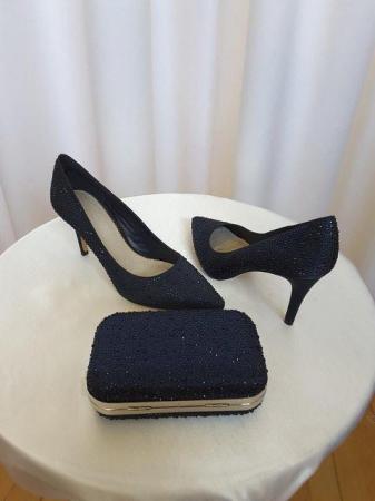 Image 2 of Classic navy crystal encrusted court shoe S5 New in Box