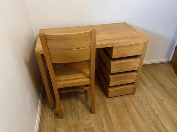Image 1 of Habitat Solid Oak Desk/Dressing Table and Matching Chair