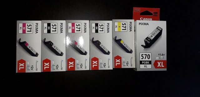 Preview of the first image of CANON PIXMA INK CARTRIDGES, 6 new, genuine Canon.