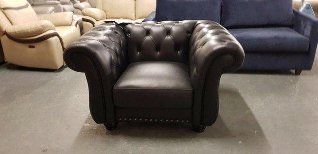 Image 7 of New Bakerfield chesterfield black leather armchair