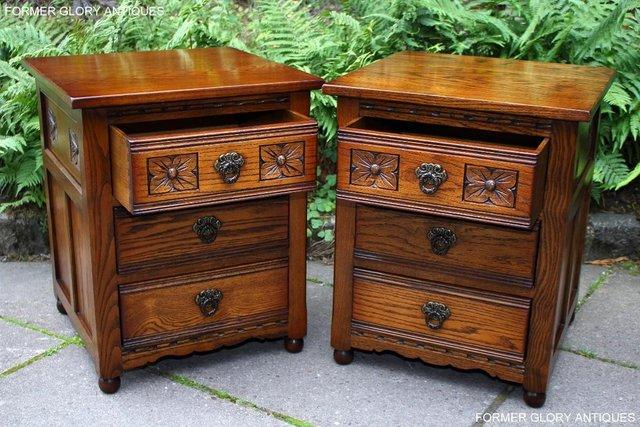 Image 11 of OLD CHARM LIGHT OAK BEDSIDE LAMP TABLES CHESTS OF DRAWERS