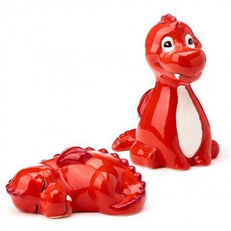 Image 1 of Novelty Ceramic Salt and Pepper Red Dragon. Free uk Postage